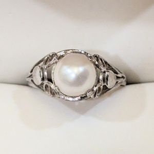 Genuine White Pearl Silver Plated Adjustable Ring